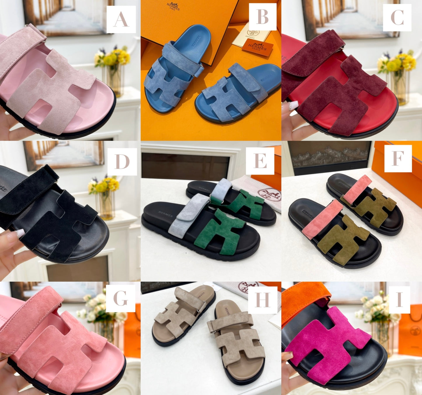 H Velvet Slides